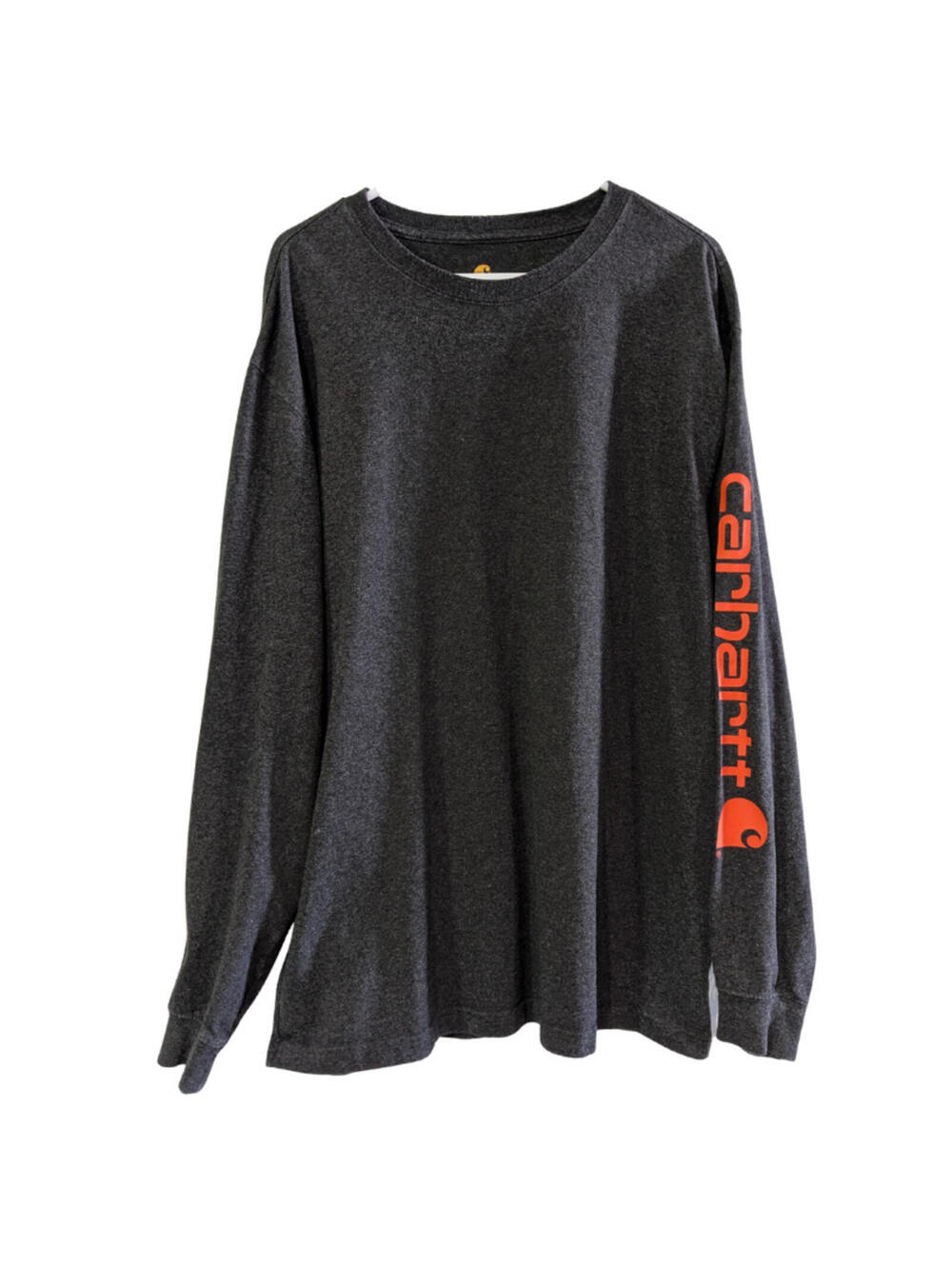 Carhartt Men's Heavyweight Loose Fit Dark Gray Logo Sleeve T-Shirt, Size Large